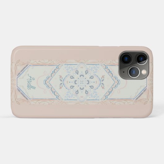 kleine Aangepaste naam Delicate Seashell Medallion Case-Mate iPhone Case (Achterkant (horizontaal))