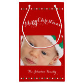 Kleine, aangepaste rode kerstcadeautassen klein cadeauzakje (Achterkant)