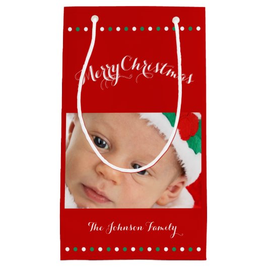 Kleine, aangepaste rode kerstcadeautassen klein cadeauzakje (Voorkant)