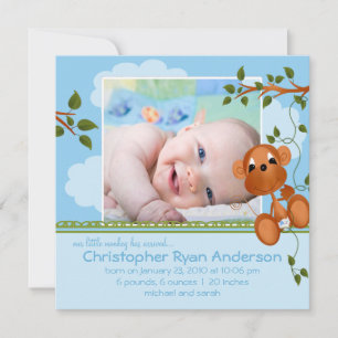 Kleine aap baby jongen foto aankondiging