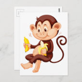 Kleine aap die bananen eet briefkaart (Voorkant / Achterkant)