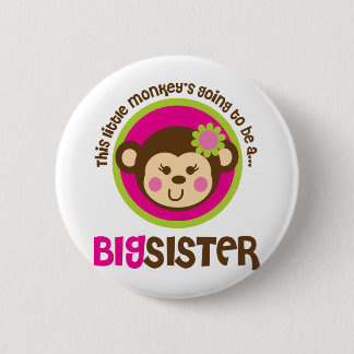 Kleine aap die een grote zuster wordt ronde button 5,7 cm