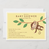 Kleine aap - Geel | Baby shower Uitnodiging (Voorkant)