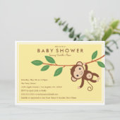 Kleine aap - Geel | Baby shower Uitnodiging (Staand voorkant)
