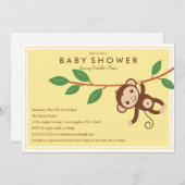 Kleine aap - Geel | Baby shower Uitnodiging (Voorkant / Achterkant)