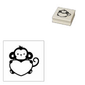 Kleine Aap Holding Hart Rubberstempel (Gestempeld)