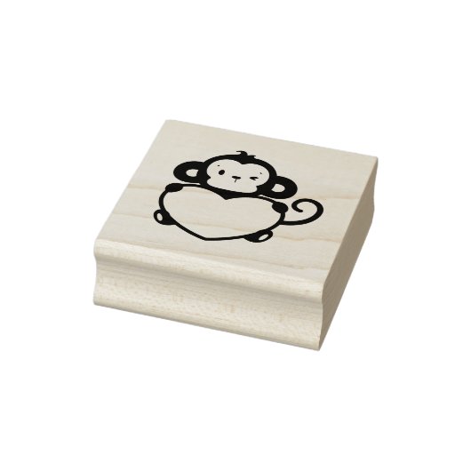 Kleine Aap Holding Hart Rubberstempel (Stempel)