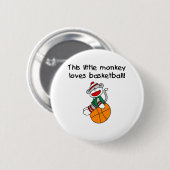 Kleine aap houdt van Basketball Ronde Button 5,7 Cm (Voorkant /achterkant)