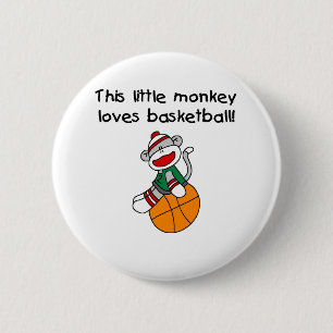Kleine aap houdt van Basketball Ronde Button 5,7 Cm