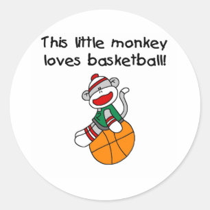 Kleine aap houdt van Basketball Ronde Sticker