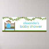 Kleine aap in een Wieg Baby shower banner Poster (Voorkant)