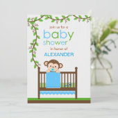 Kleine aap in een Wieg Baby shower Kaart (Staand voorkant)