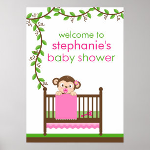 Kleine aap in een Wieg Baby shower Poster