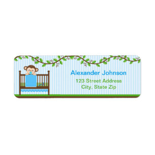 Kleine aap in een Wieg Boy Return Address Labels