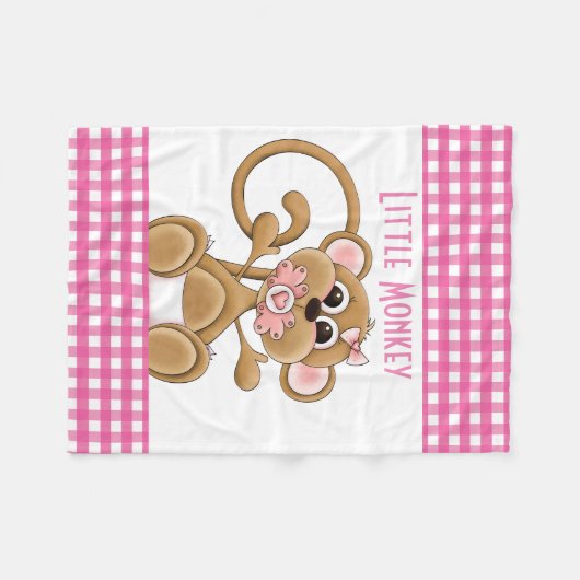 Kleine aap-meisje-vlooiendeken fleece deken (Voorkant (Horizontaal))