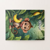 Kleine Aap met Banaan Gepersonaliseerd Legpuzzel (Horizontaal)