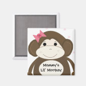 Kleine aap met een roze haarbak magneet (Voorkant / Achterkant)