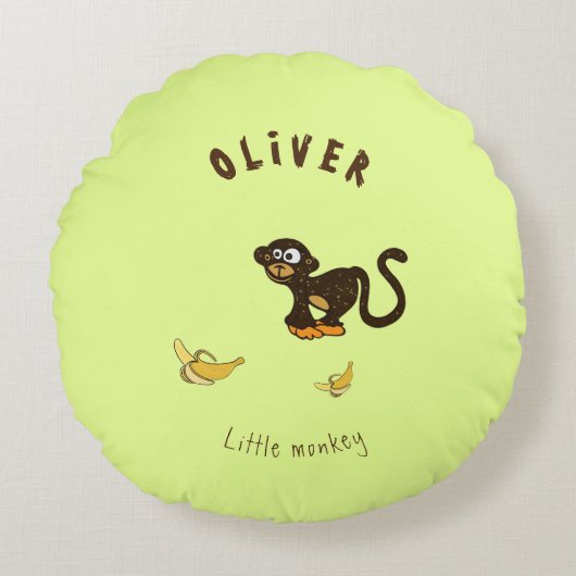 Kleine aap rond kussen (Voorkant)