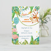 Kleine Aap Tropische Feesttijd Kaart (Staand voorkant)