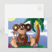 Kleine aapjes die naast de bananenboom zitten briefkaart (Voorkant / Achterkant)