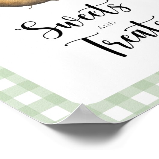 Kleine aardappel - snoep en traktaties baby shower poster (Hoek)