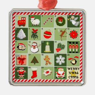 Kleine adventkalender cadeaus metalen ornament