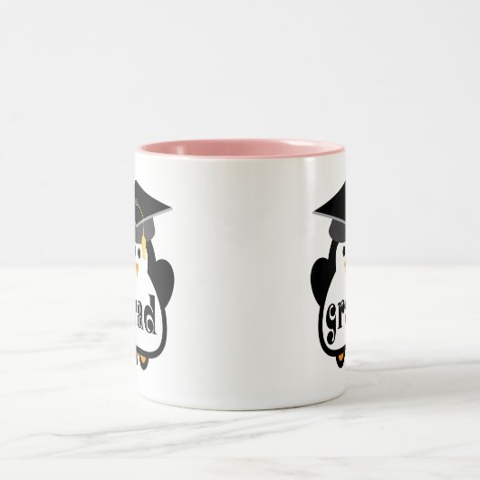 Kleine Afstudeerder Penguin Afstuderen Gift Tweekleurige Koffiemok (Center)