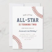 Kleine All-Star Honkbal Jongens 2e Verjaardagsfees Kaart (Voorkant)