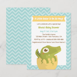 Kleine Alligator in Ei Baby Shower Uitnodigingen