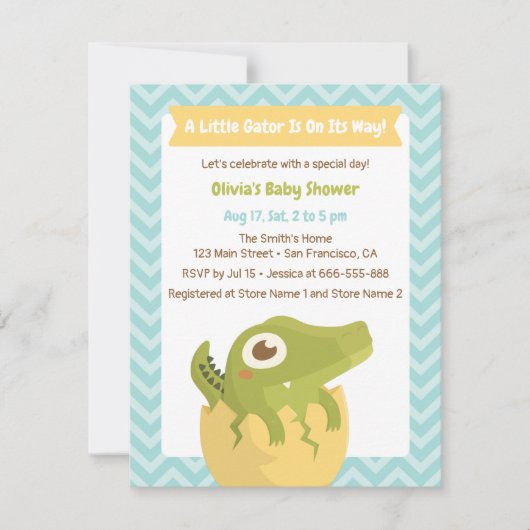 Kleine alligator in Eiwitbabyschoenen Kaart (Voorkant)