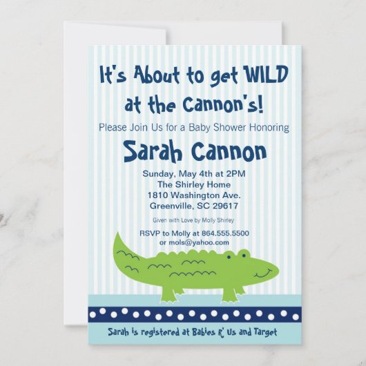 Kleine Alligator, Jongen Baby shower Uitnodiging (Voorkant)
