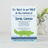 Kleine Alligator, Jongen Baby shower Uitnodiging (Staand voorkant)