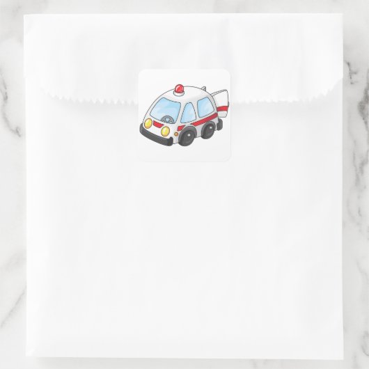 Kleine Ambulance Vierkante Sticker (Tas)