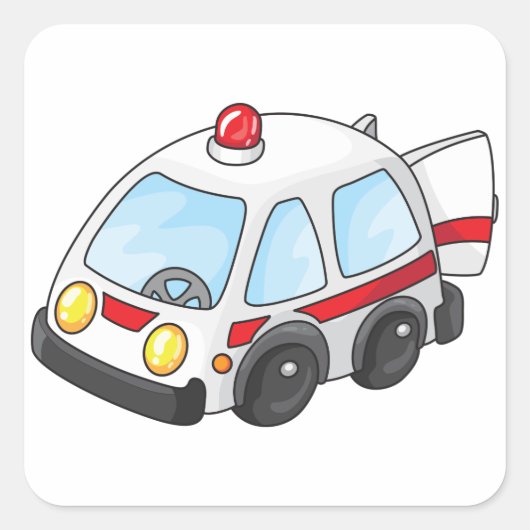 Kleine Ambulance Vierkante Sticker (Voorkant)
