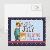 Kleine  Amerikaanse jongen 4 juli Briefkaart (Voorkant / Achterkant)