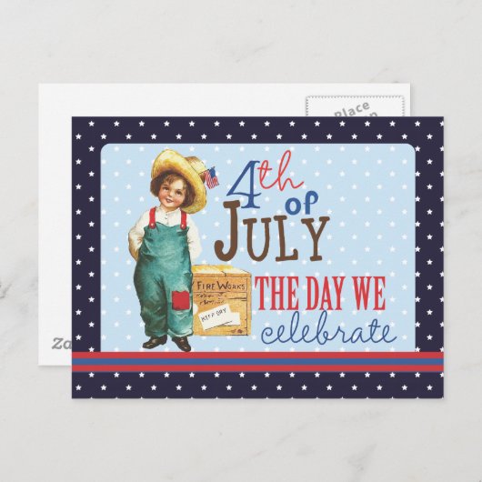 Kleine Amerikaanse jongen 4 juli Briefkaart (Voorkant / Achterkant)