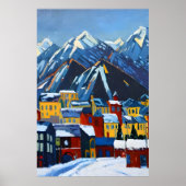 Kleine Amerikaanse stad in de berg | AI Art. Poster (Voorkant)