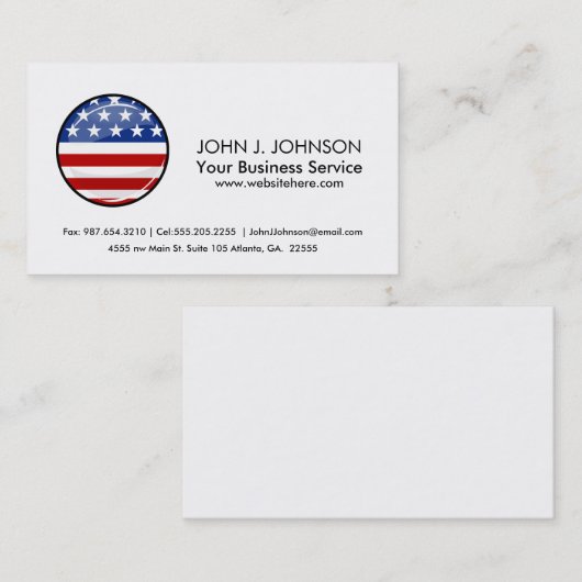 Kleine Amerikaanse vlag Visitekaartje (Voorkant / Achterkant)