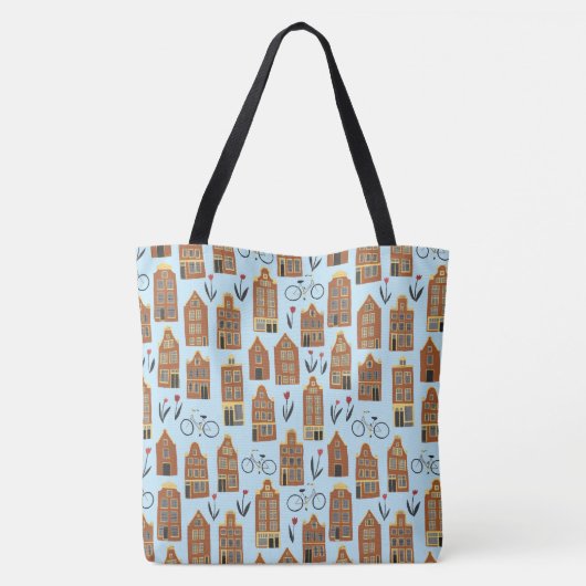 Kleine Amsterdam Houses Canvas tas MONOGRAMMED (Achterkant)
