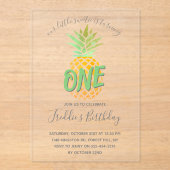 Kleine ananas 1e verjaardag acryl uitnodigingen (Voorkant)