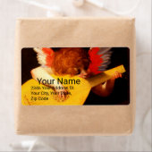 KLEINE ANGEL SPEELT LUTE Muziek die Cherub maakt Etiket (Insitu)