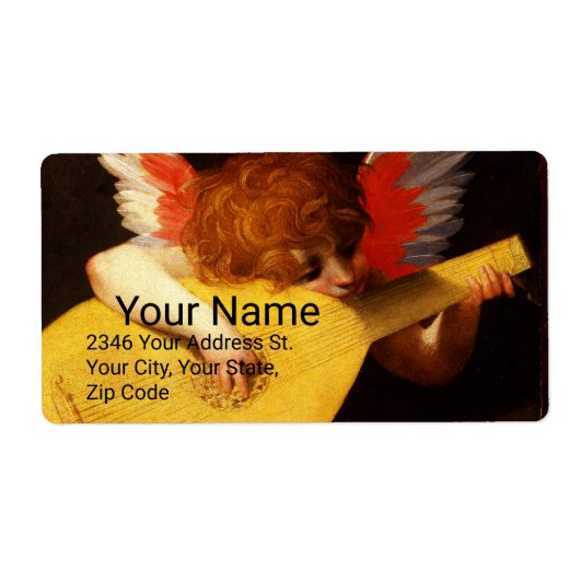 KLEINE ANGEL SPEELT LUTE Muziek die Cherub maakt Etiket (Voorkant)