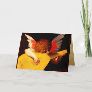KLEINE ANGEL SPEELT LUTE Muziek die Cherub maakt Feestdagen Kaart