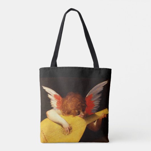 KLEINE ANGEL SPEELT LUTE Muziek die Cherub maakt Tote Bag (Achterkant)