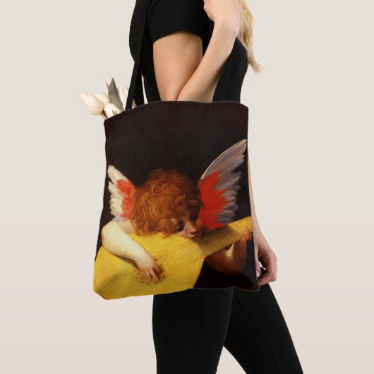 KLEINE ANGEL SPEELT LUTE Muziek die Cherub maakt Tote Bag (Dichtbij)