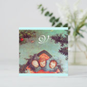 KLEINE ANGELS MONOGRAM helder antiek blauw rood Kaart (Staand voorkant)