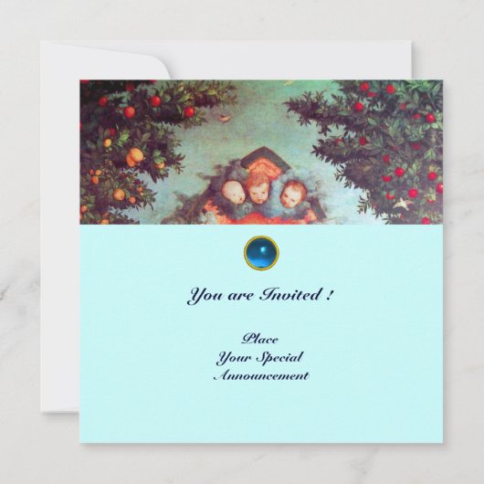 KLEINE ANGELS MONOGRAM helder antiek blauw rood Kaart (Achterkant)