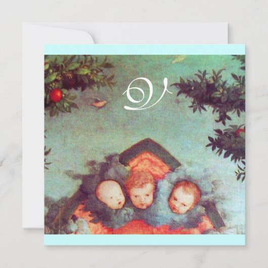 KLEINE ANGELS MONOGRAM helder antiek blauw rood Kaart (Voorkant)