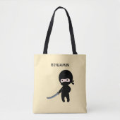 Kleine Angry Ninja Aangepaste naam op geel Tote Bag (Voorkant)