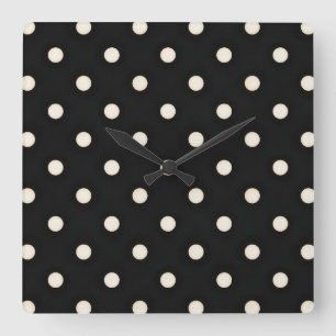 Kleine Antiek witte polka stippen op zwart noodlij Vierkante Klok